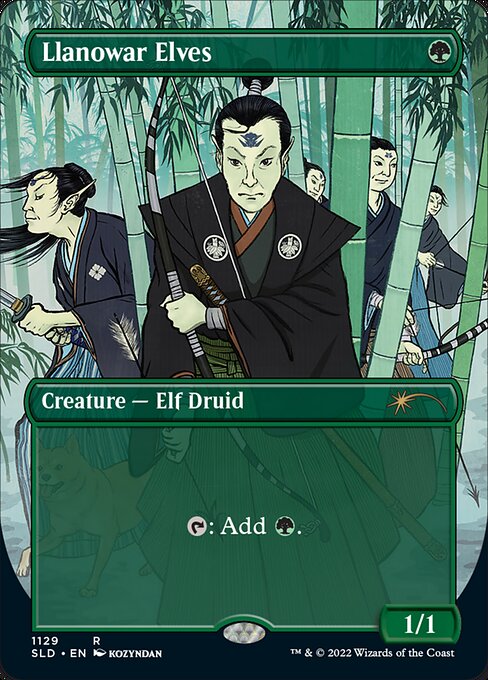 Llanowar Elves (1129) - BORDERLESS - FULL ART (Foil) - NM