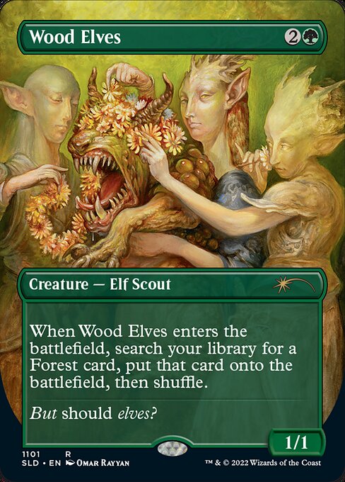 Wood Elves (1101) - BORDERLESS - FULL ART (Foil) - NM