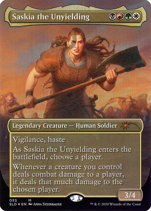 Saskia the Unyielding (55) - BORDERLESS - FULL ART (Foil) - NM