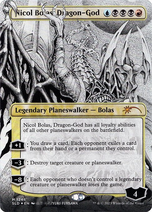 Nicol Bolas, Dragon-God (1246) - BORDERLESS (Foil) - NM